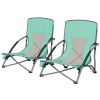 Outsunny Set of 2 Folding Beach Chairs with Mesh Back, Carry Bag and Cup Holder for Outdoor Camping Lawn Sports Picnic Turquoise