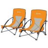 Outsunny Set of 2 Folding Beach Chairs with Mesh Back, Carry Bag and Cup Holder for Outdoor Camping Lawn Sports Picnic, Orange