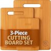 3-Piece Bamboo Cutting Board Set - Wood Cutting Boards for Kitchen, Chopping Meat, Vegetables, Fruits & Cheese - Reversible