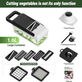 12-in-1 Vegetable Chopper, 7 Blades Veggie Chopper with Container and Lid, Dicer, Slicer, Multifunctional Kitchen Gadgets