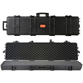 Rifle Hard Case with 3 Layers Fully-protective Foam, 50 inch lockable Hard Gun Case with Wheels