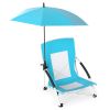 2 Pack Blue Umbrella Chair for Adults with Adjustable Parasol, Portable Backpack Beach Chair