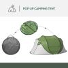 Pop Up Tent with Porch and Carry Bag, 3000mm Waterproof, for 2-3 People Camping Hiking, Green