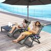 Outsunny Zero Gravity Lounge Chair Set, 2 Pieces Reclining Folding Outdoor Lounge Chairs with Cushion, Headrest, Side Tray, Gray