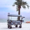 Collapsible Wagon 140L Wagons Carts Foldable with Removable Canopy, Folding Wagon Cart with Wheels for All-Terrain with Brake