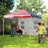 Outsunny 10' x 10' Pop Up Canopy Tent w/ Sidewall, Height Adjustable Instant Sun Shelter w/ Storage Pockets, American Flag Print