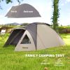 3 Person Camping Tent, Waterproof Family Dome Tent with Bedroom, Porch, Sewn-in Groundsheet and Hook, Khaki