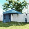Outsunny 10' x 10' Pop Up Canopy Tent w/ Sidewall, Height Adjustable Instant Sun Shelter w/ Storage Pockets, Dark Blue