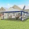 Outsunny 16.5' x 33' Large Party Tent, Heavy Duty Outdoor Canopy Tent with Removable Sidewalls, 10 Windows, Blue