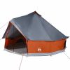 Family Tent Tipi 8-Person Gray and Orange Waterproof