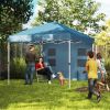 Outsunny 10' x 10' Pop Up Canopy Tent w/ Sidewall, Height Adjustable Instant Sun Shelter w/ Storage Pockets, Dark Blue