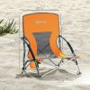 Outsunny Set of 2 Folding Beach Chairs with Mesh Back, Carry Bag and Cup Holder for Outdoor Camping Lawn Sports Picnic, Orange