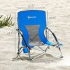 Outsunny Set of 2 Folding Beach Chairs with Mesh Back, Carry Bag and Cup Holder for Outdoor Camping Lawn Sports Picnic Dark Blue