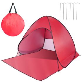 Pop Up Beach Tent Sun Shade Shelter Anti-UV Automatic Waterproof Tent Canopy for 2/3 Man w/ Net Window Storage Bag for Outdoor Beach Camping Fishing P (Color: Red, size: One size)
