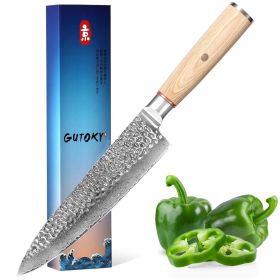Damascus 8" Chef Knife, W/ 67 Layers of High Carbon Steel; Razor Sharp Cooking Knife W/ Pakkawood Handle (Option: Chef knife)
