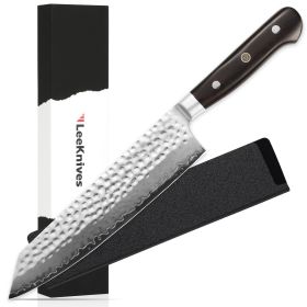 8.5 Inch Kiritsuke Knife, Professional VG10 Damascus Steel Chef Knife W/ Hammered Blade, Ultra Sharp Knife W/ Ebony Wood Hand (Option: Kirtsuke Knife)