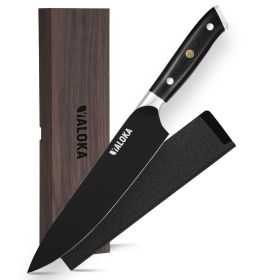 8 Inch Chef Knife, High Carbon Steel Blade W/ Full Tang Handle (Option: Black Blade)