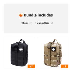 Outdoor Tactical Medical Kit; First Aid Kit Accessories; Mountaineering Survival Kit Emergency Sports W/ Waist Bag (Color: Black+Camouflage)