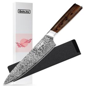 Chef Knife - High Carbon German Steel Cooking Knives Damascus Pattern Japanese Knife W/ Ergonomic Handle (Option: Japanese Chef Knife)
