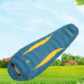 Outdoor Camping Sleeping Bag Thickened Down-filled Sleeping Bag (Option: Fog Blue And Yellow)