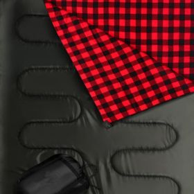 Outdoor Camping Camping Flannel Sleeping Bag Thickened (Option: Black And Red Stripes Pillow/220X150CM)