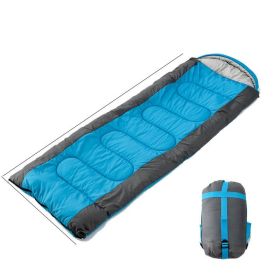 Outdoor Interlocking Hooded Camping Envelope Sleeping Bag (Option: Blue/Right zipper/1KG)