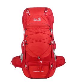 Outdoor Mountaineering Bag 50L Large Capacity Nylon Traveling, Camping, Hiking, and Mountaineering Backpack (Option: Red/50l)