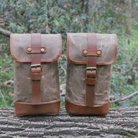 Outdoor Camping Retro Waterproof Oil Wax Canvas Sports Mountaineering Bag (Option: Khaki/Side bag)